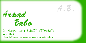 arpad babo business card